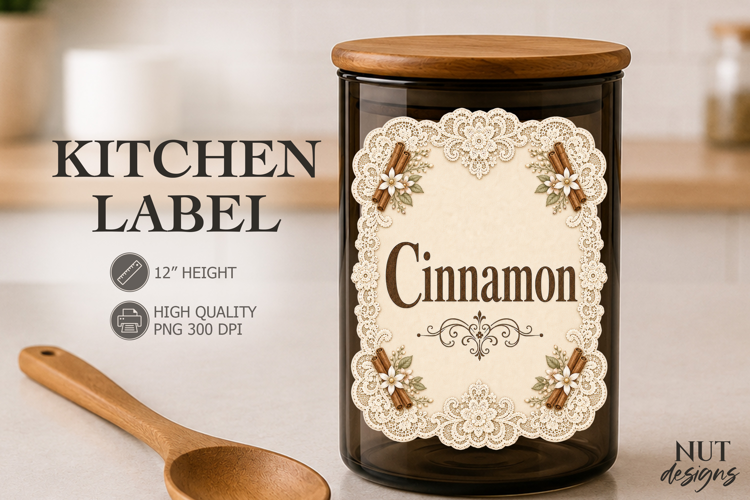Vintage Cinnamon Lace Kitchen Label pantry label