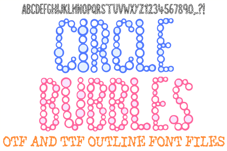 Circle Bubbles Alphabet Lettering Font Thin Skinny ABC OTF
