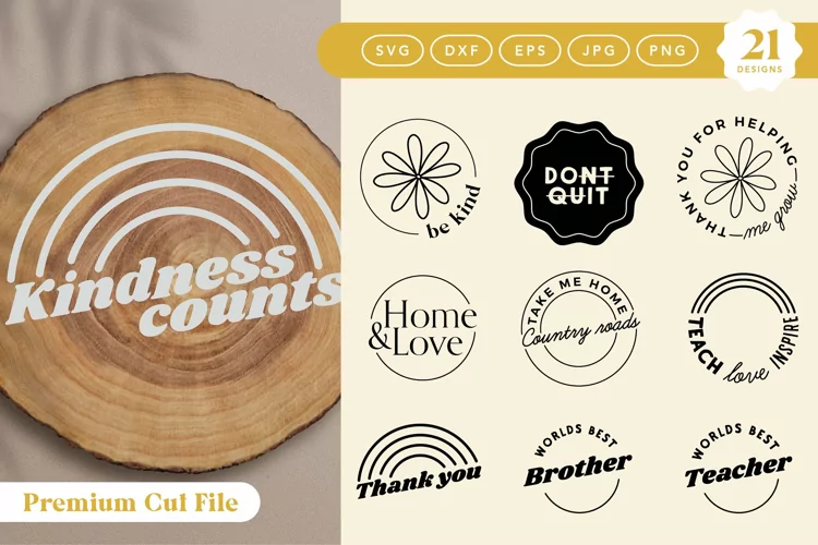 Round Quotes SVG Bundle | Circle Keychain SVG Bundle