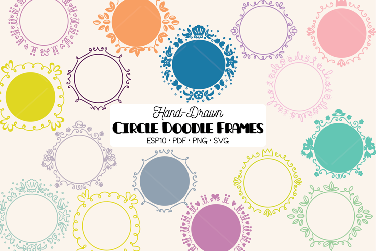 Colored Circle Doodle Frames | Hand Drawn Round Border