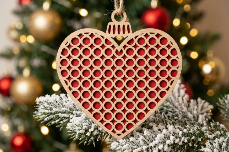Circle Heart Christmas Ornament SVG Cut File