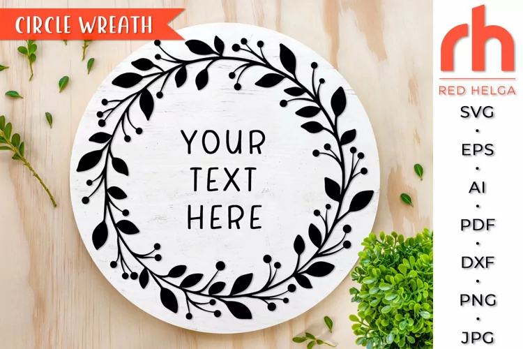 Circle Wreath SVG, Leaves Frame Cut File, Laurel Border DXF