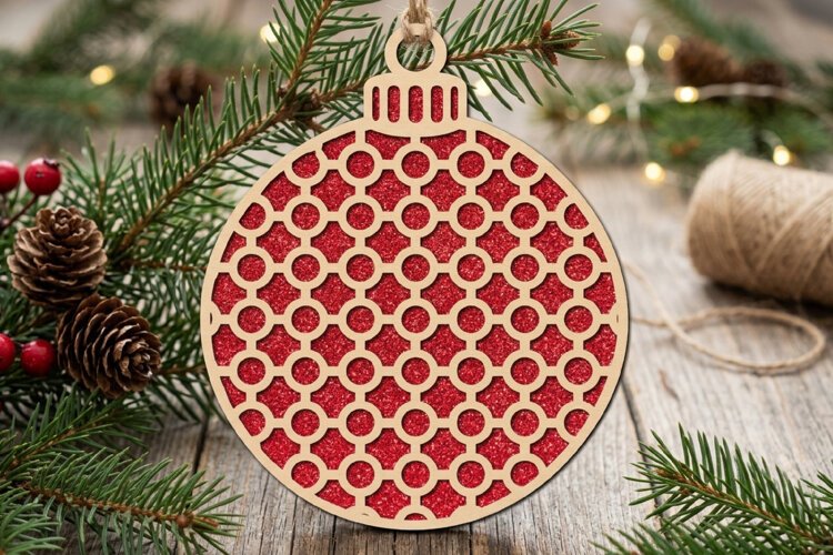 Circles Christmas Bauble SVG Laser Cut Ornament File example image 1