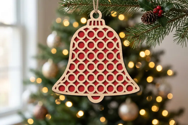 Circles Christmas Bell Ornament SVG Laser Cut File