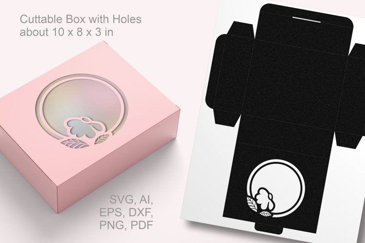 Circles with Flower Window Rectangular Gift Box SVG Template