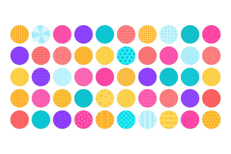 Patterned Circle Clipart 50 Colorful Shapes