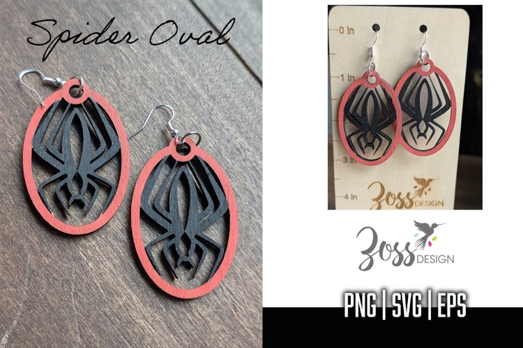 Halloween Spider Oval Laser Cut Earring File | PNG