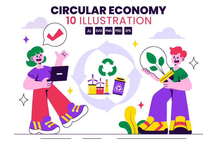 10 Circular Economy Concept Illustration