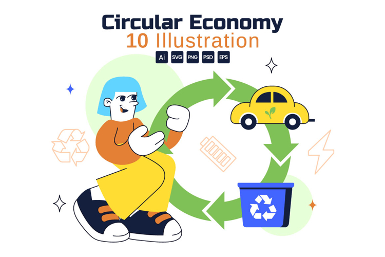 10 Circular Economy Vector Illustration