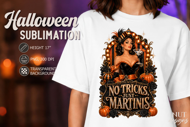 Glamorous Halloween Witch No Tricks Just Martinis