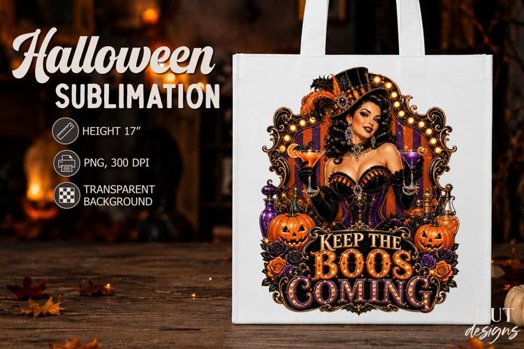Lady Halloween Pinup Circus girl with poison pumpkins