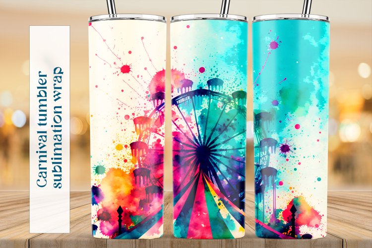 Circus tumbler wrap design Watercolor tumbler (2880937)