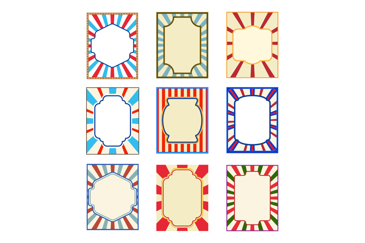 Collection of nine circus vintage poster frames