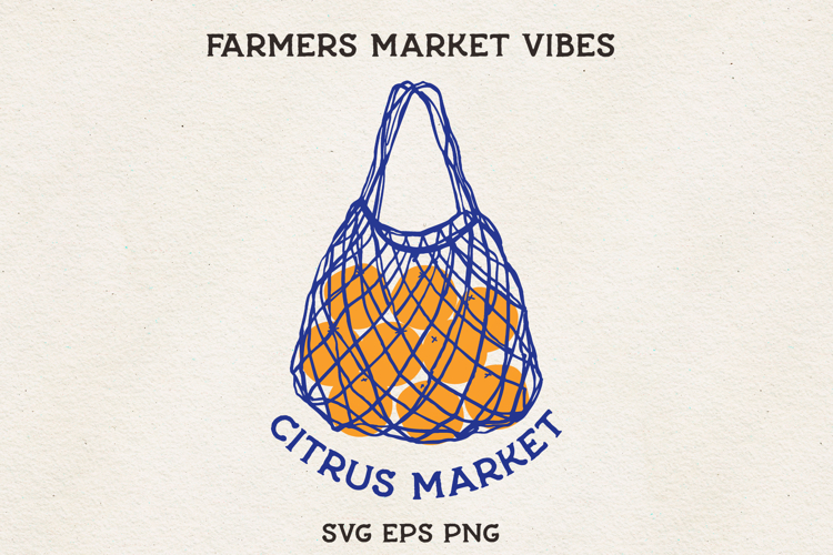 Citrus Market Net Bag SVG Oranges Farmers Market PNG