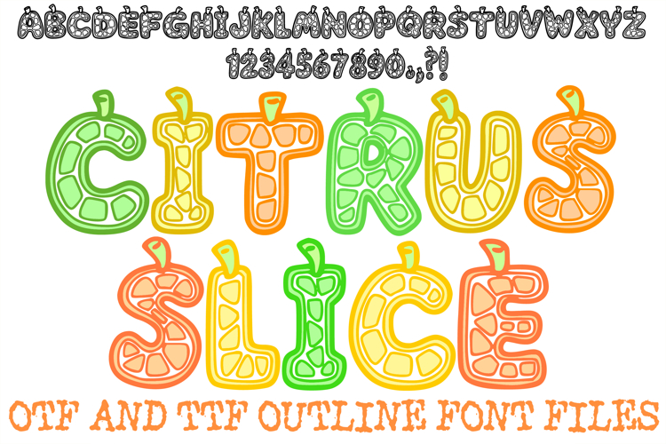 Citrus Slice Fruit Alphabet Lettering Font Orange Lemon Lime