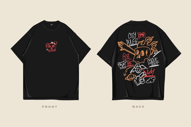 City Pulse Urban Streetwear Graffiti Graphic T-shirt