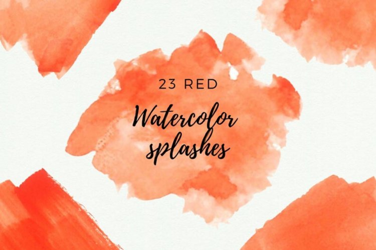 Red watercolor splash clipart, Red watercolors