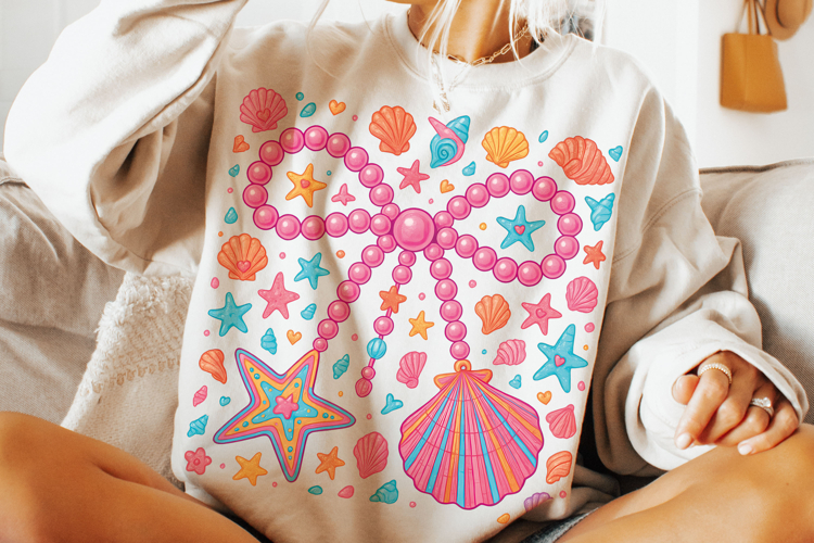 Summer Clam Coquette PNG, Preppy Summer PNG, Summer Vibes