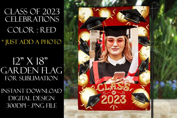 Class of 2023 Graduation Garden Flag Sublimation - Red