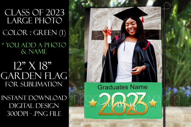 2023 Graduation Photograph Garden Flag Sublimation - Green