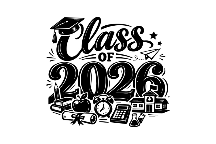Class of 2026 Graduation Lettering Typography Design