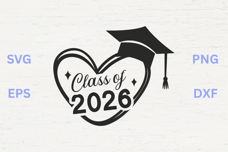 Class of 2026 Graduation Heart SVG example image 1