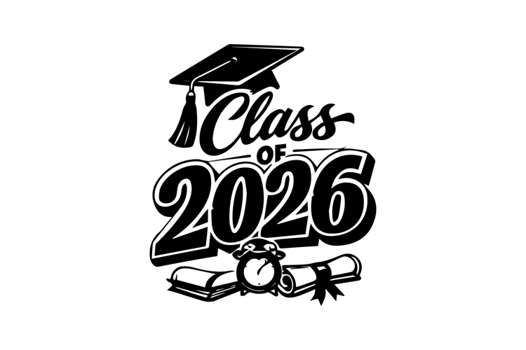 Class of 2026 Minimalist Graduation Lettering Vertical Desig