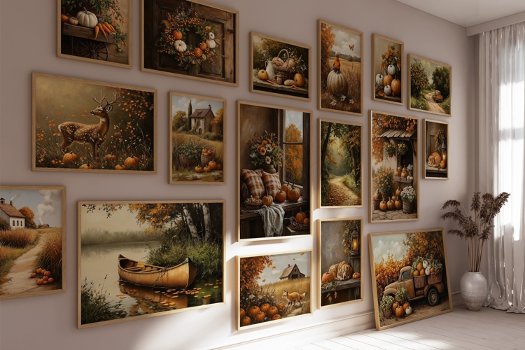 Classic Autumn Wall Art, Set of 100