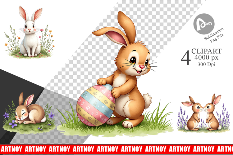 Classic Easter Bunnies Clipart