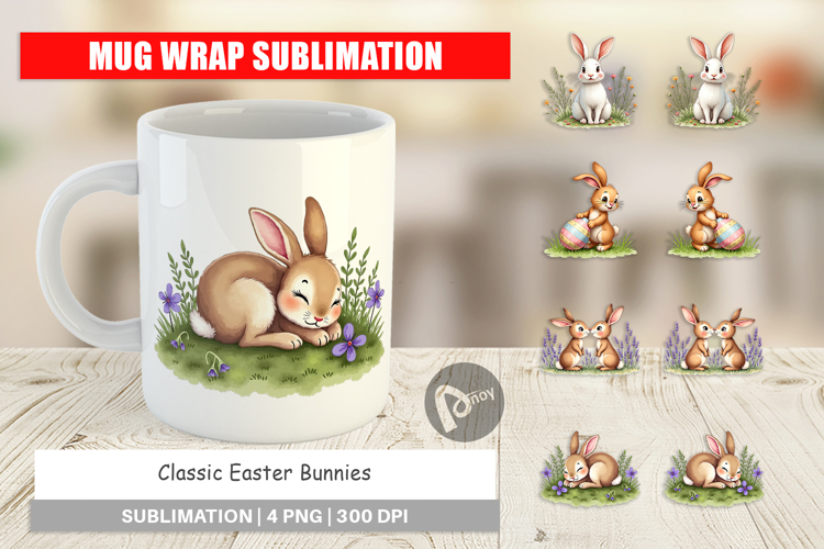 Classic Easter Bunnies Mug Wrap
