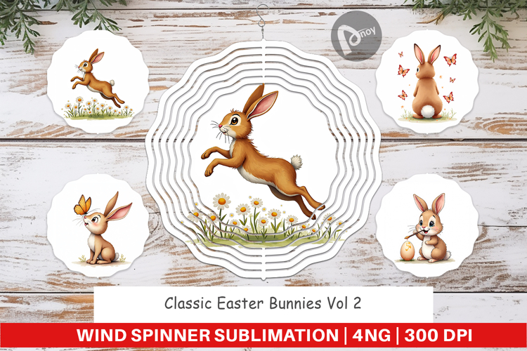 Classic Easter Bunnies Wind Spinner
