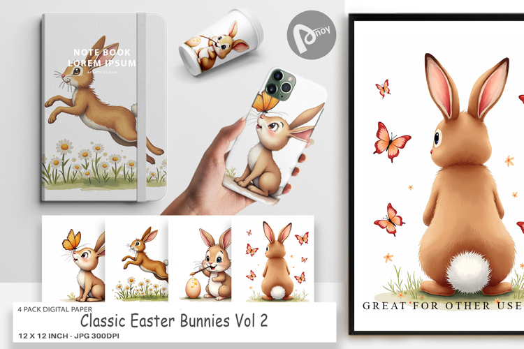 Classic Easter Bunnies Digital Paper