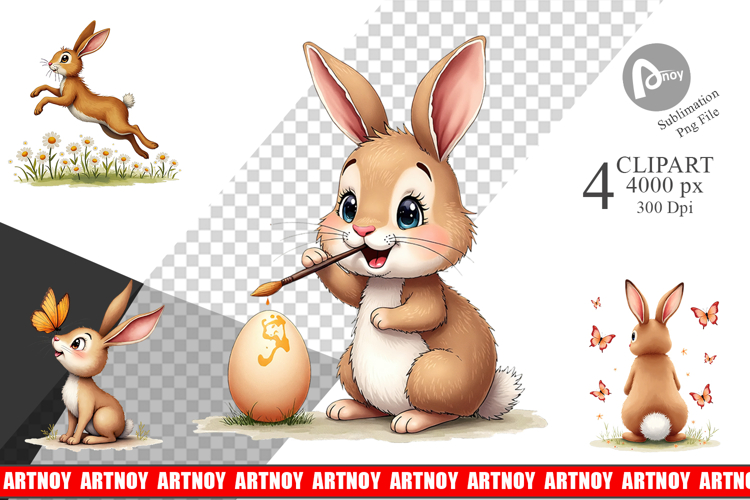 Classic Easter Bunnies Clipart