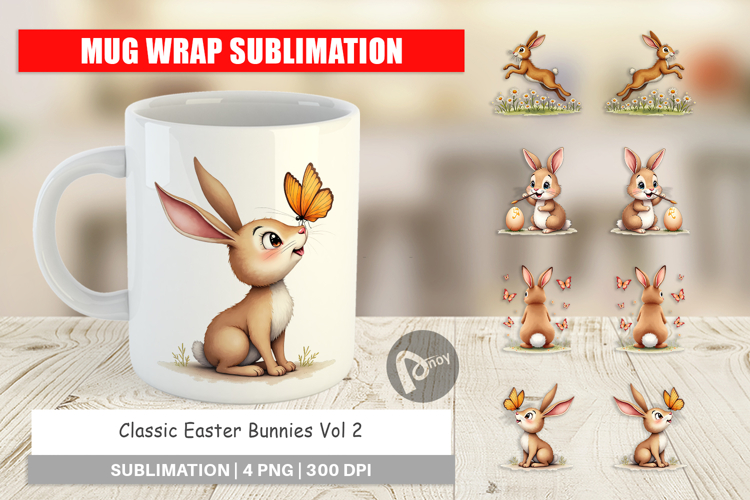 Classic Easter Bunnies Mug Wrap
