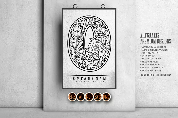Classic elements distinctive capital o lettering