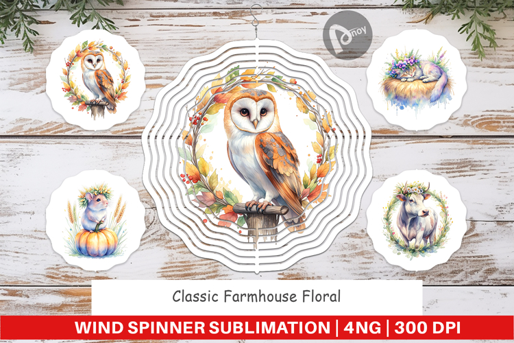 Classic Farmhouse Floral Wind Spinner