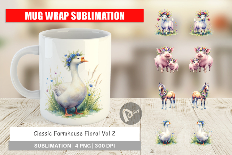 Classic Farmhouse Floral Mug Wrap
