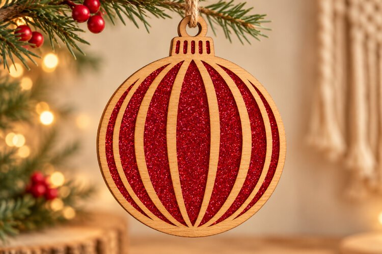 Classic Round Christmas Ornament Laser Cut SVG example image 1