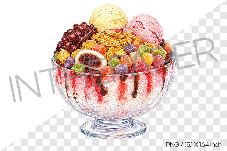 Classic Shaved Ice PNG Watercolor Illustration Clipart