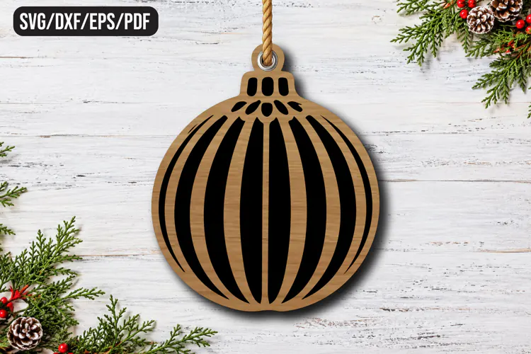 Classic Striped Bauble Laser Cut Design