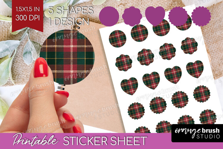 Tartan Plaid Round Sticker - Tartan Pattern Printable Sheet example image 1