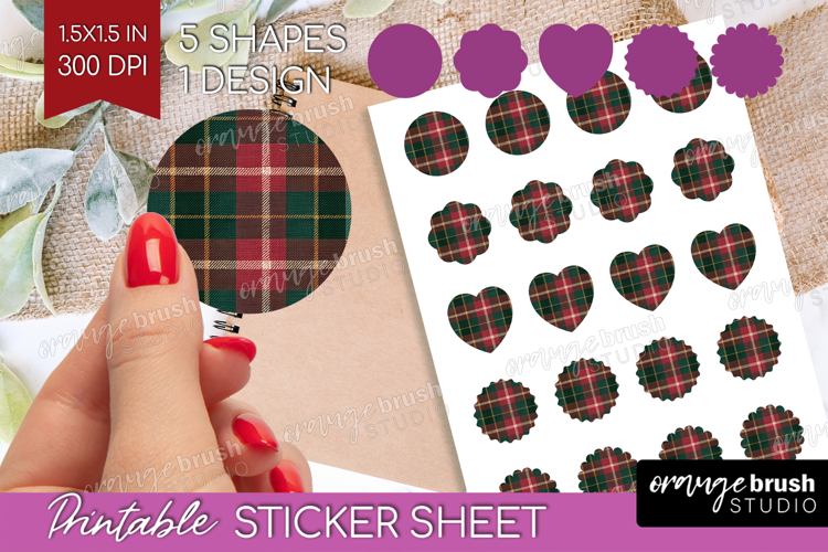 Tartan Plaid Round Sticker - Tartan Pattern Printable Sheet