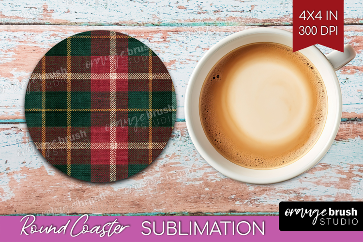 Tartan Plaid Round Coaster - Tartan Pattern Coaster PNG