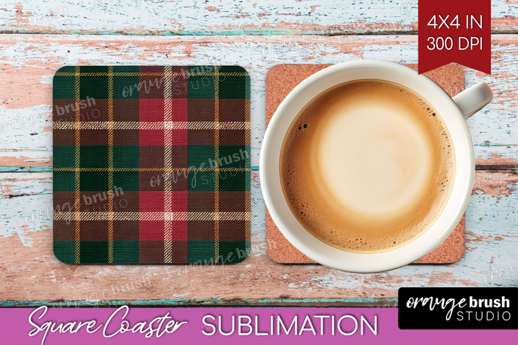 Tartan Plaid Square Coaster - Tartan Pattern Coaster PNG