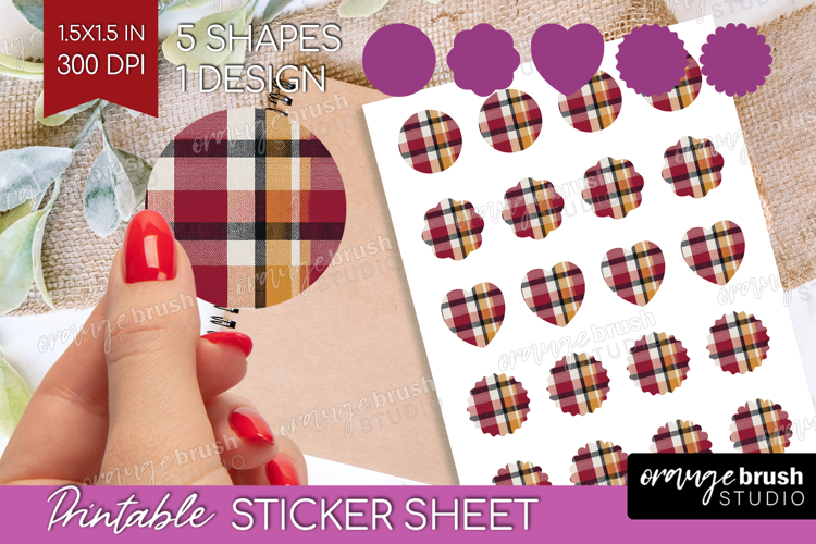 Tartan Plaid Round Sticker - Tartan Pattern Printable Sheet
