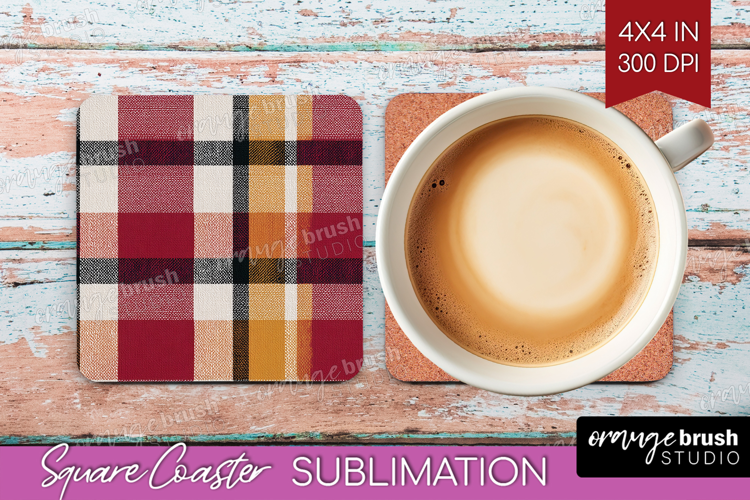 Tartan Plaid Square Coaster - Tartan Pattern Coaster PNG