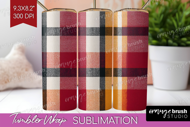 Tartan Plaid Tumbler Wrap - Tartan Pattern Tumbler PNG