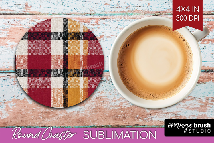 Tartan Plaid Round Coaster - Tartan Pattern Coaster PNG