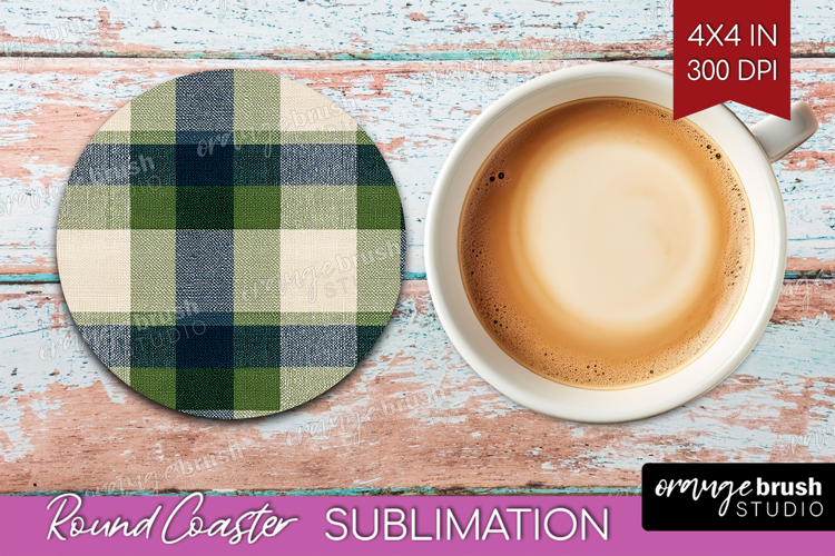 Tartan Plaid Round Coaster - Tartan Pattern Coaster PNG