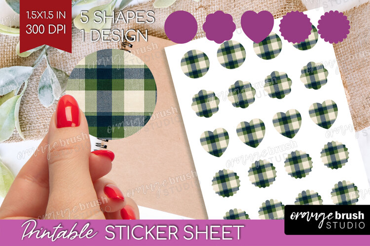 Tartan Plaid Round Sticker - Tartan Pattern Printable Sheet example image 1